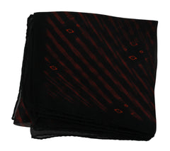 Costume National Black Orange 100% Silk Branded Scarf - Scarves & Shawls