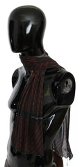 Costume National Black Red Viscose Foulard Branded Scarf - Scarves & Shawls