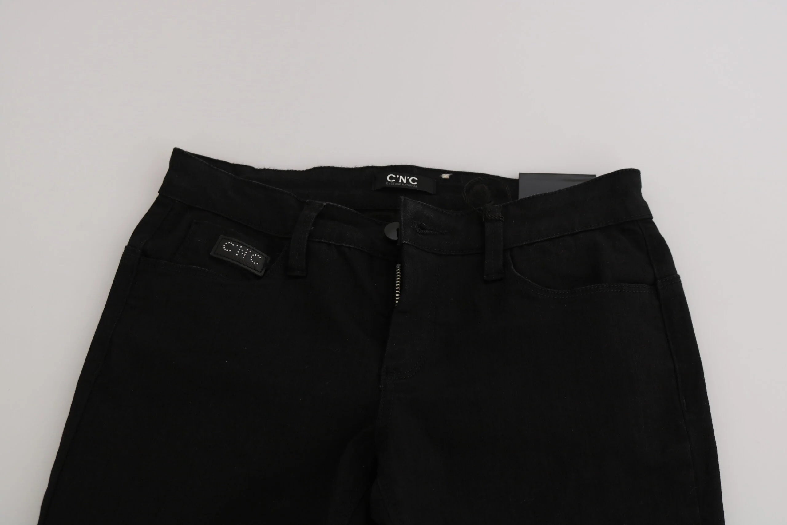 Costume National Black Sequined Mid Waist Slim Fit Denim Jeans - W26 - Jeans