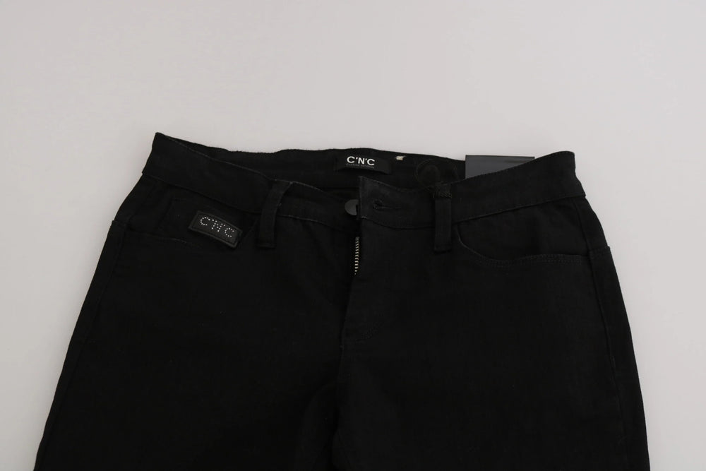 Costume National Black Sequined Mid Waist Slim Fit Denim Jeans - W26 - Jeans