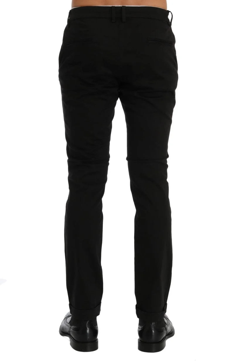 Costume National Black Slim Fit Cotton Stretch Pants - IT46 | S - Trousers