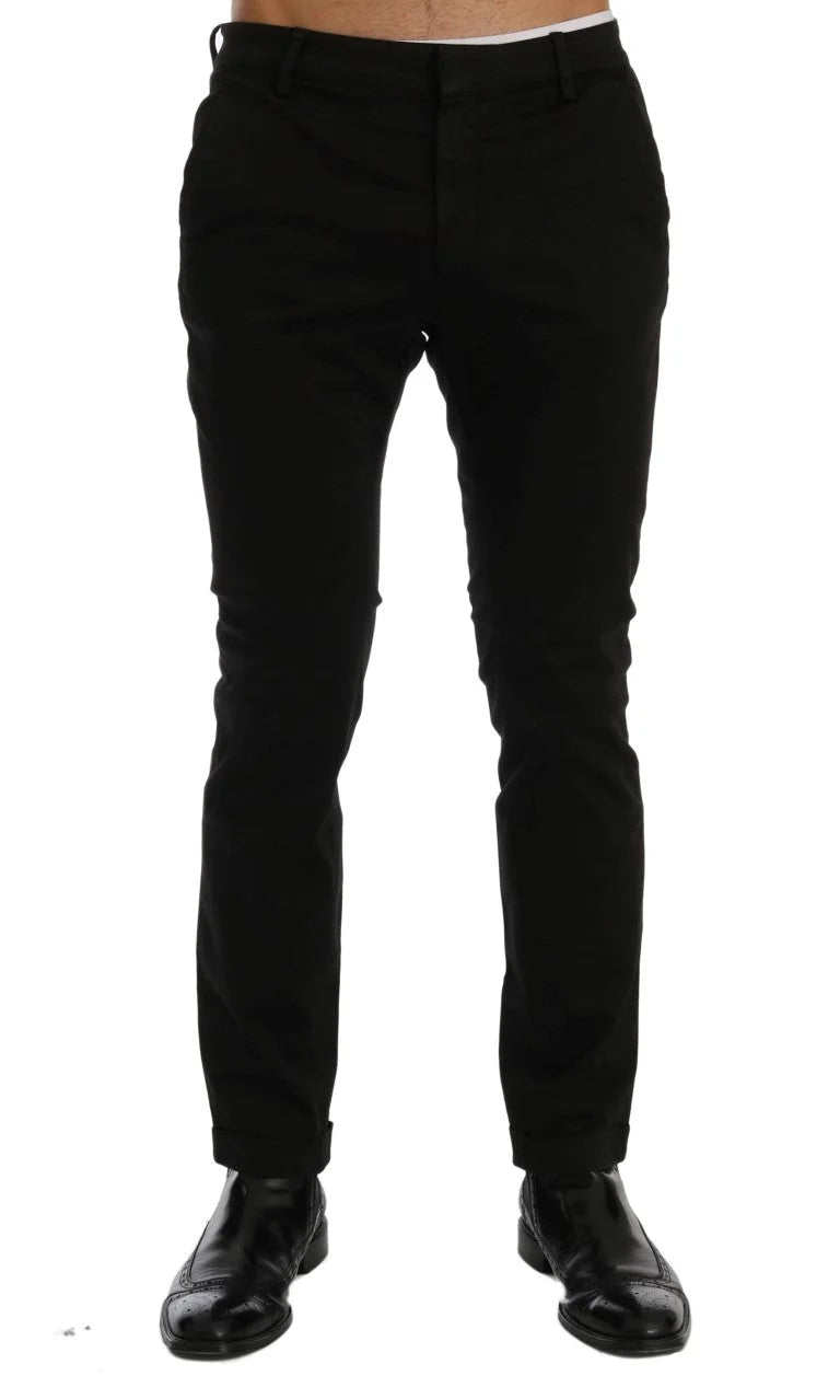 Costume National Black Slim Fit Cotton Stretch Pants - IT46 | S - Trousers
