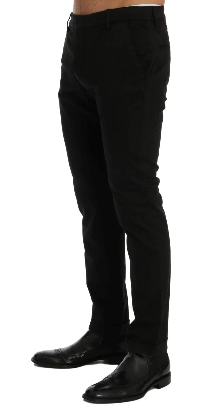Costume National Black Slim Fit Cotton Stretch Pants - IT46 | S - Trousers