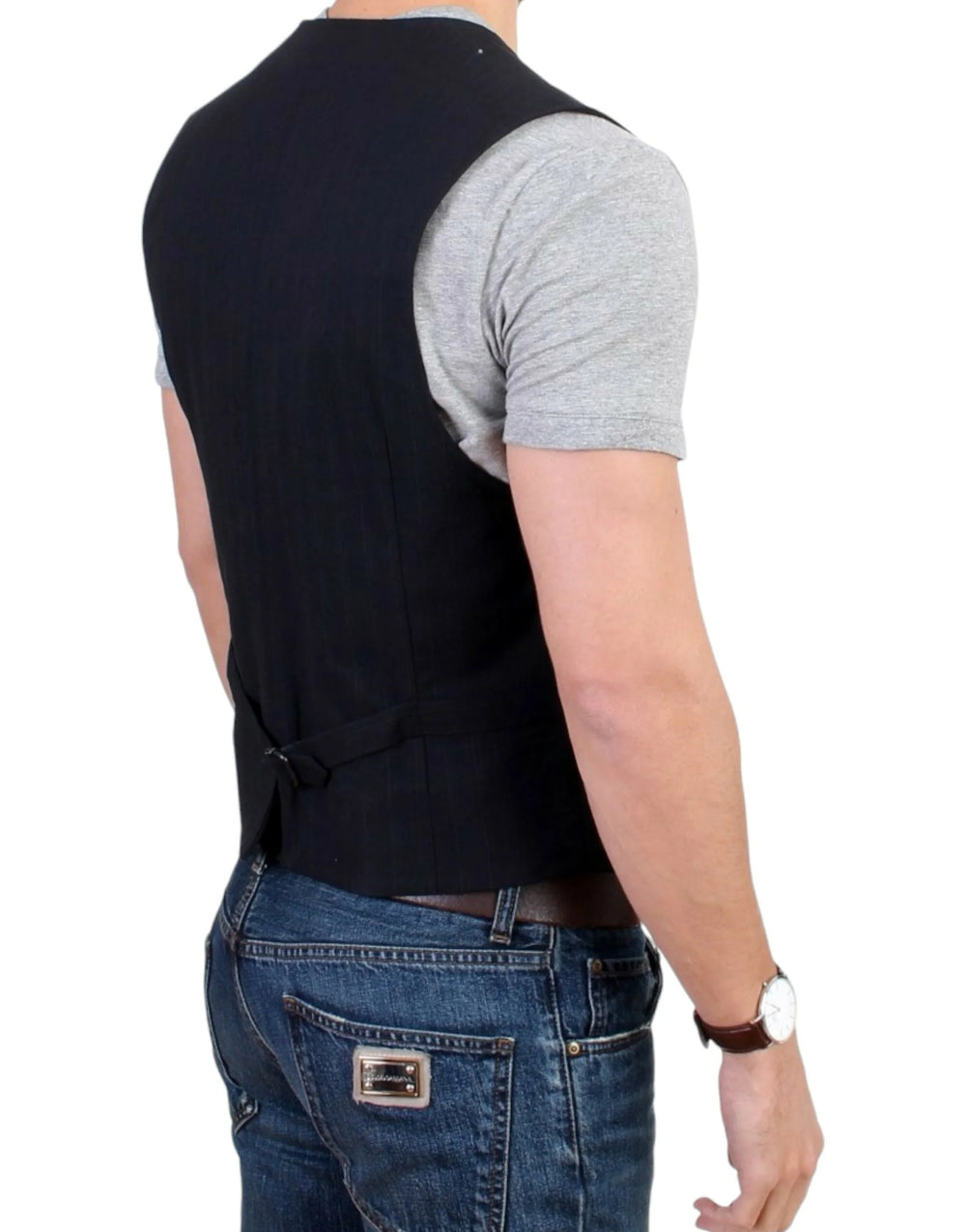 Costume National Black striped cotton casual vest - IT48 | M - Vests