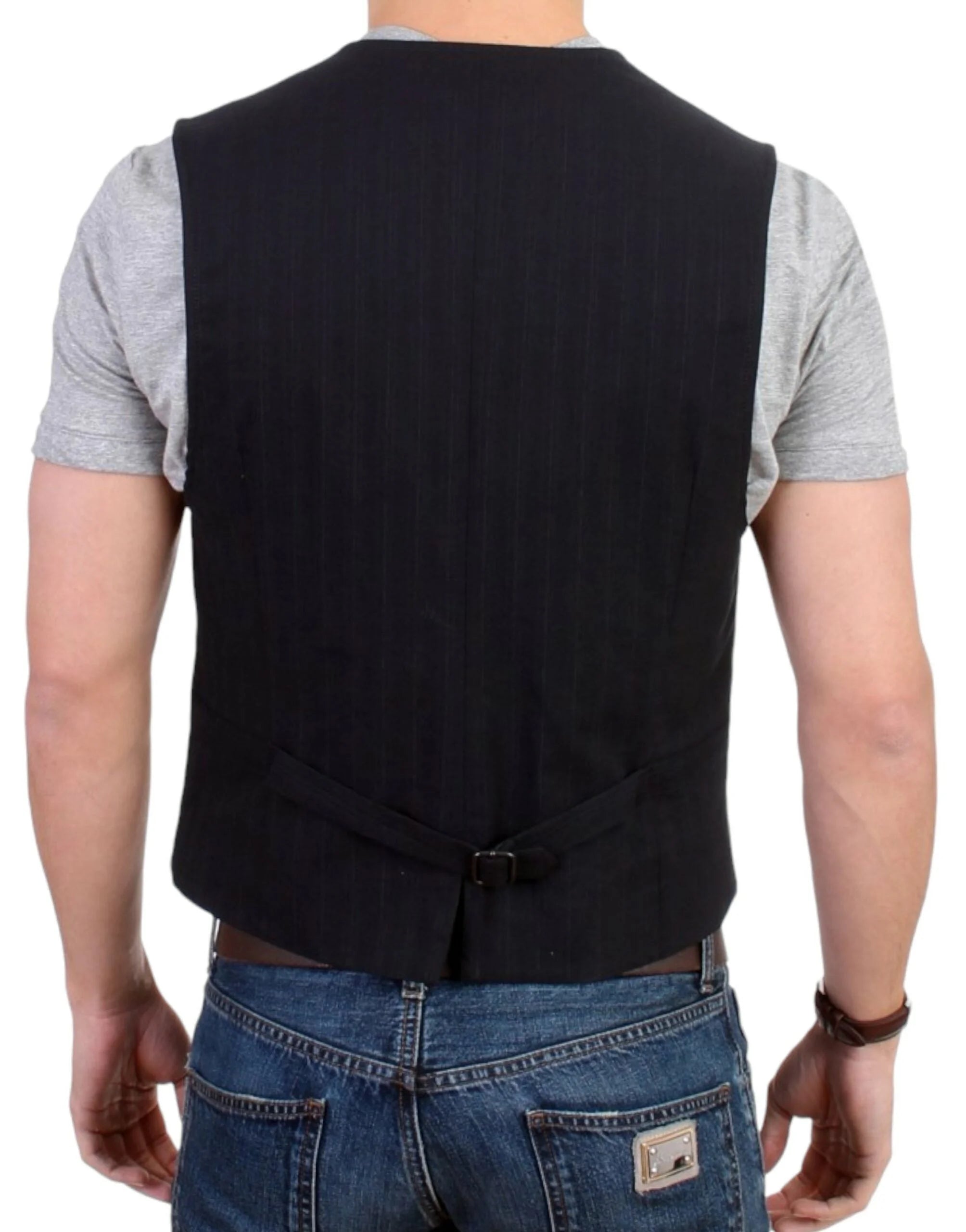 Costume National Black striped cotton casual vest - IT48 | M - Vests