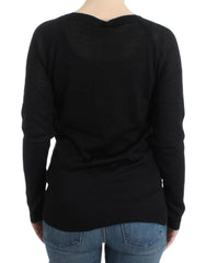 Costume National Black striped V-neck sweater - M - Sweaters