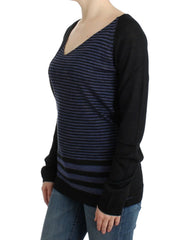 Costume National Black striped V-neck sweater - M - Sweaters