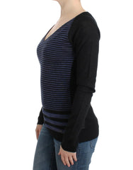 Costume National Black striped V-neck sweater - M - Sweaters