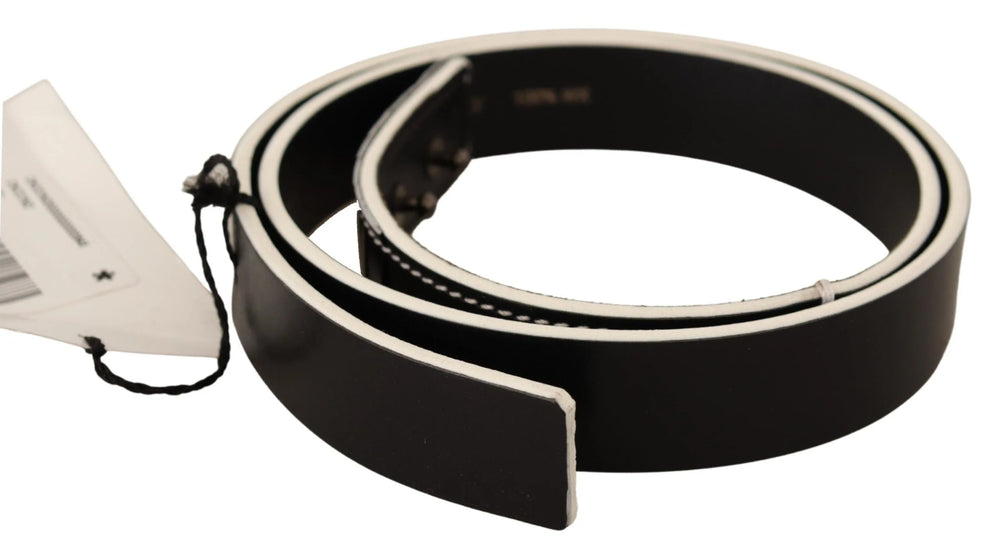 Costume National Black White Leather Fashion Waist Belt - 85 cm / 34 Inches - Belts