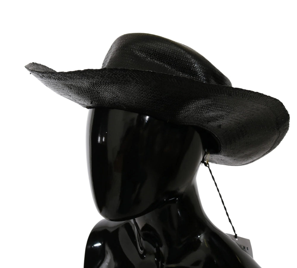 Costume National Black Wide Brim Cowboy Solid Hat - 58 cm|M - Sun Hats