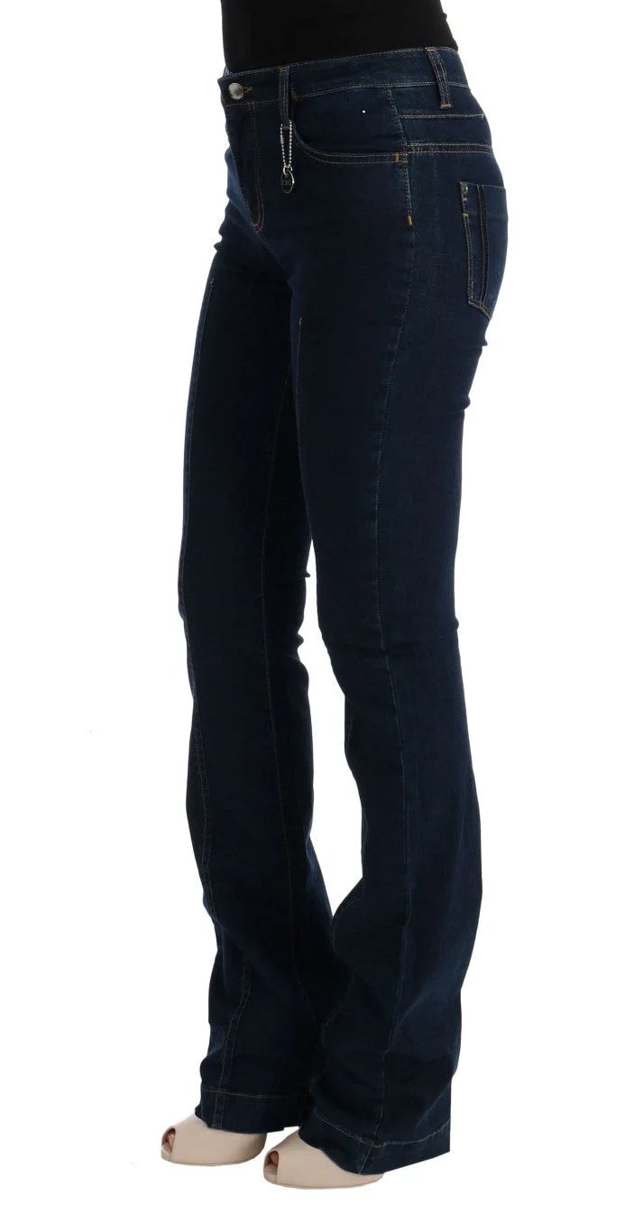 Costume National Blue Cotton Bootcut Flared Jeans - Jeans