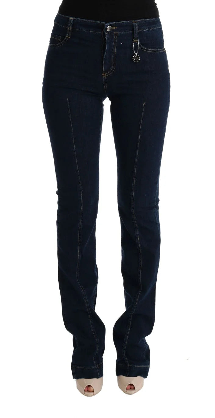 Costume National Blue Cotton Bootcut Flared Jeans - Jeans