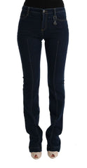 Costume National Blue Cotton Bootcut Flared Jeans - Jeans