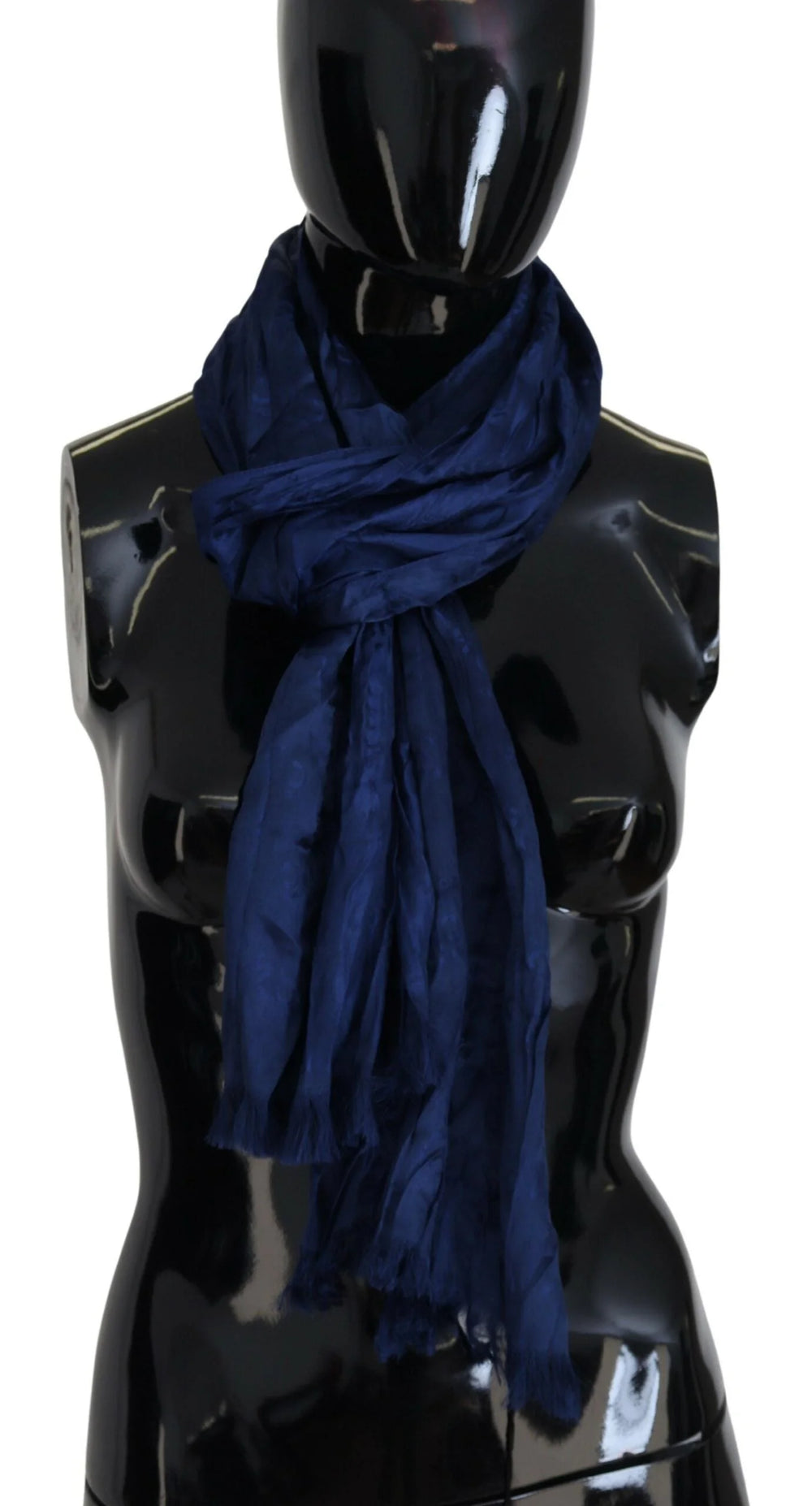 Costume National Blue Silk Shawl Foulard Fringes Scarf - Scarves & Shawls