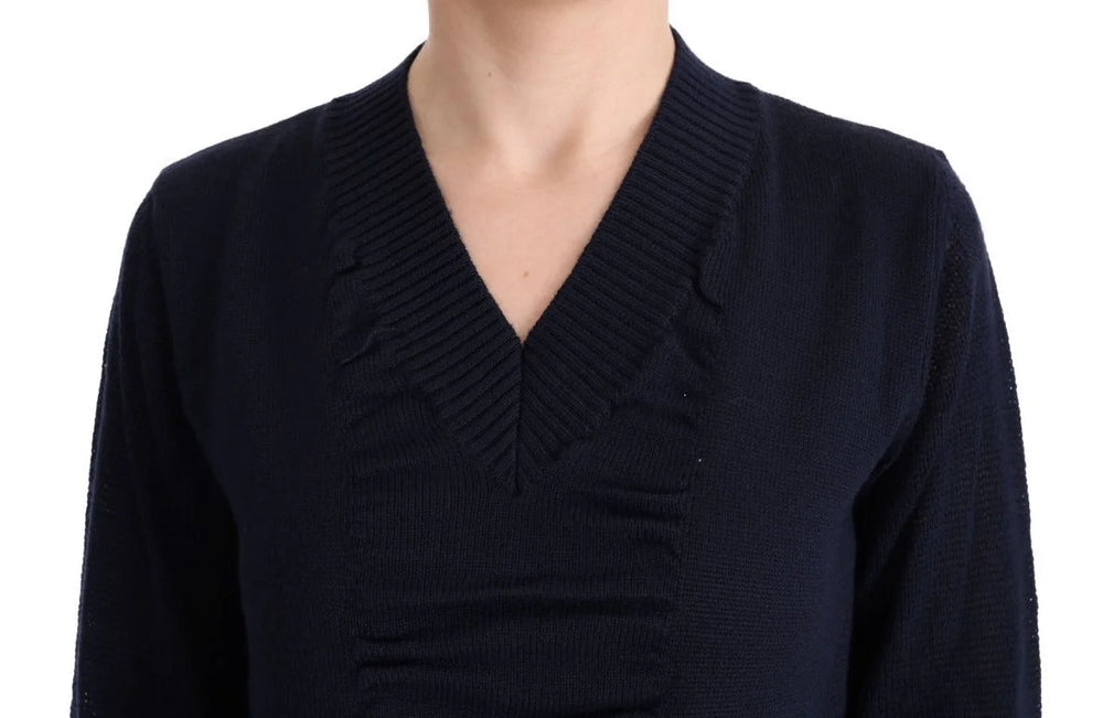 Costume National Blue V-Neck Lightweight Jumper Sweater - M - Sweaters