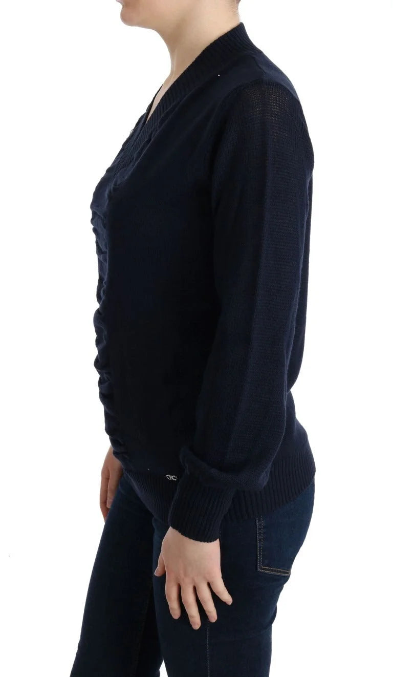 Costume National Blue V-Neck Lightweight Jumper Sweater - M - Sweaters