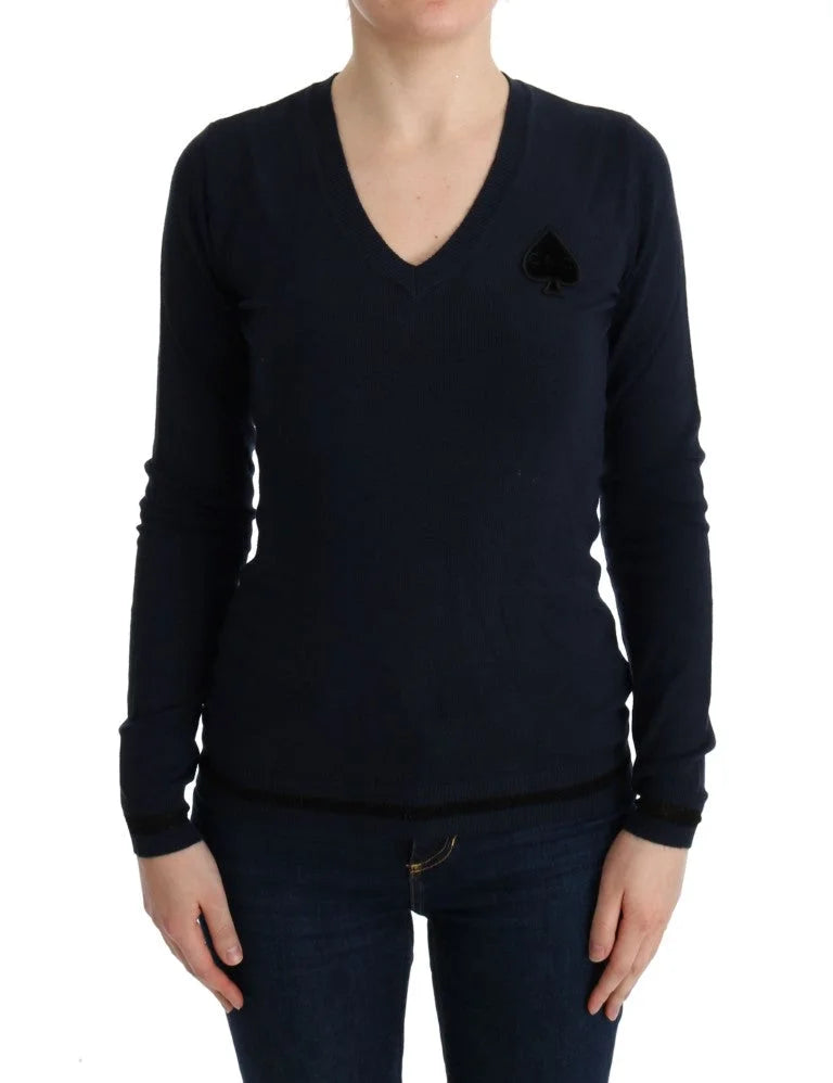 Costume National Blue V-neck Viscose Sweater - S - Sweaters