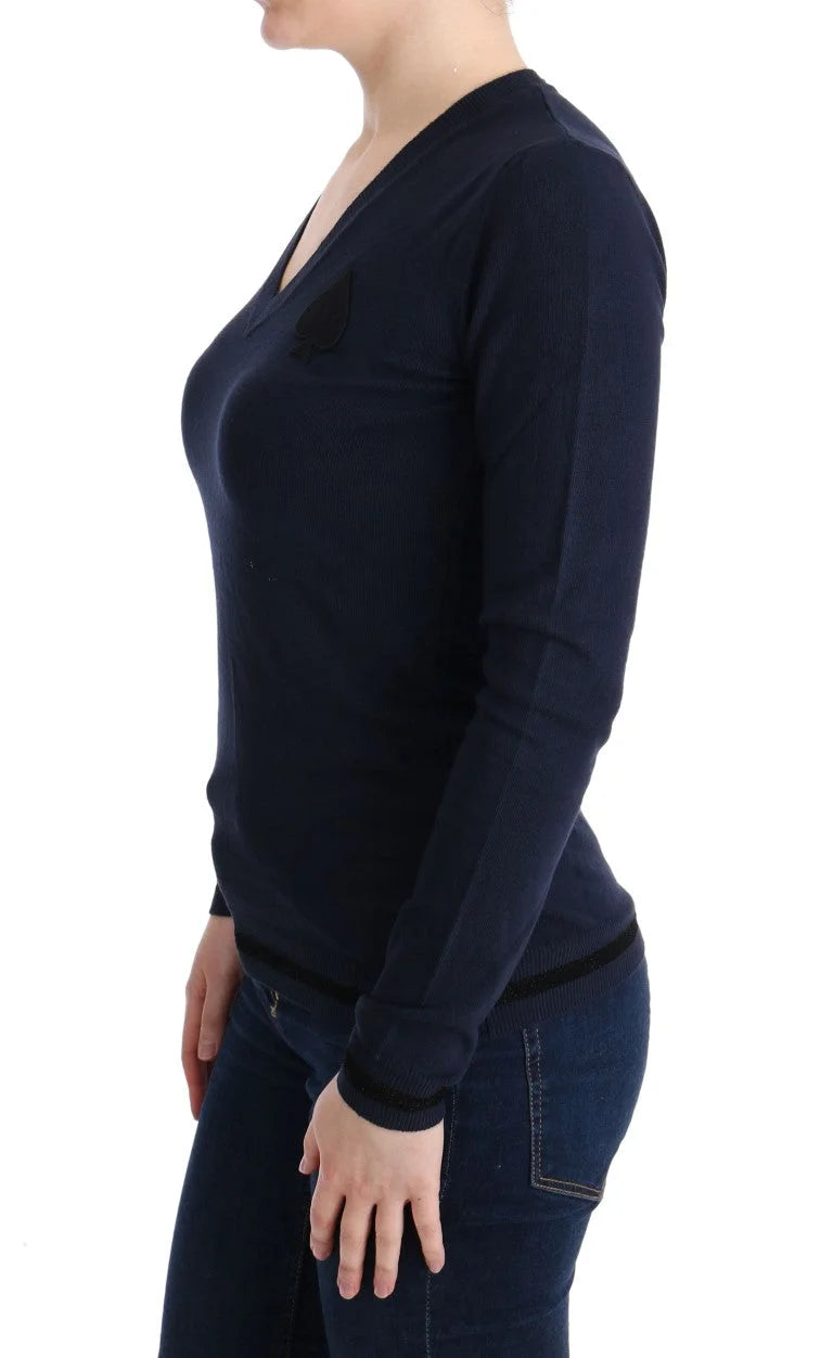 Costume National Blue V-neck Viscose Sweater - S - Sweaters