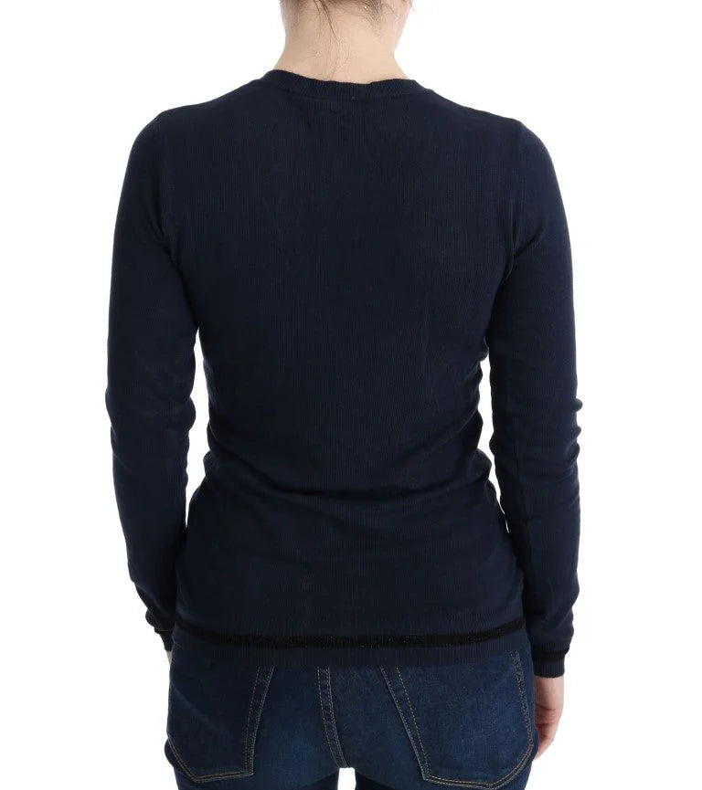 Costume National Blue V-neck Viscose Sweater - S - Sweaters