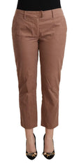 Costume National Brown Cotton Tapered Cropped Pants - Trousers