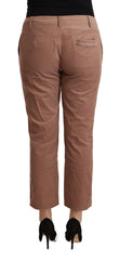 Costume National Brown Cotton Tapered Cropped Pants - Trousers