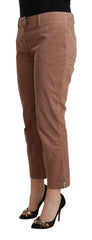 Costume National Brown Cotton Tapered Cropped Pants - Trousers