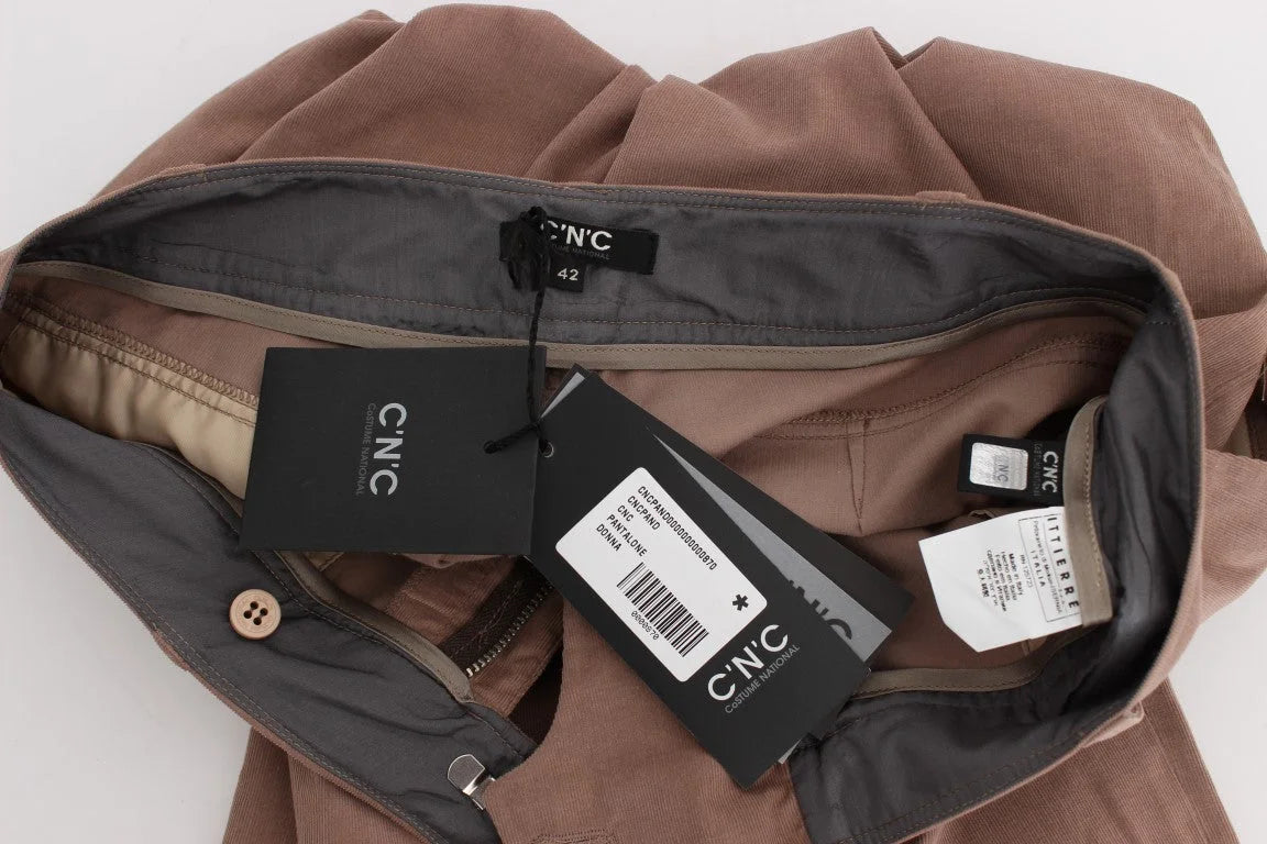 Costume National Brown Cropped Corduroys Pants - Trousers