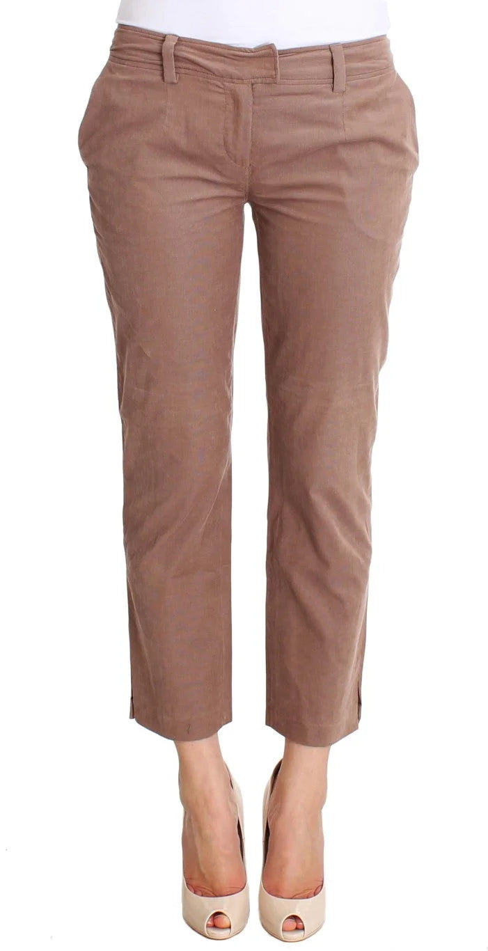 Costume National Brown Cropped Corduroys Pants - Trousers
