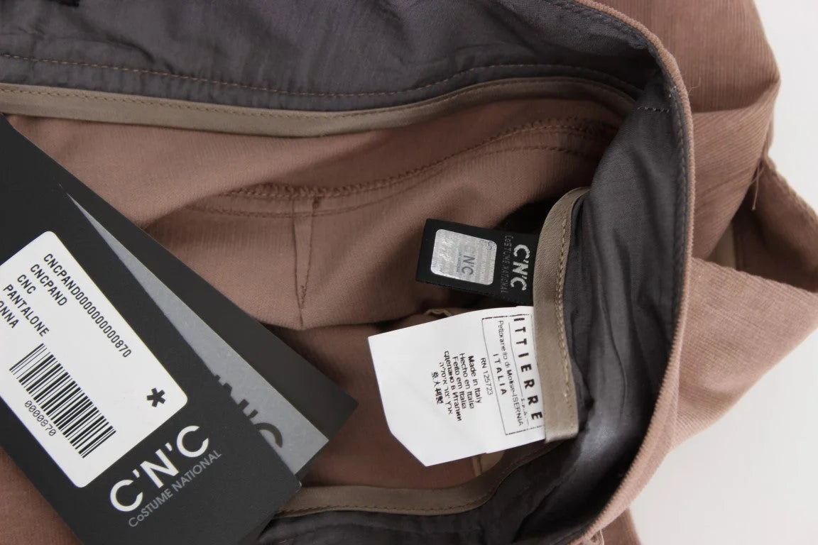 Costume National Brown Cropped Corduroys Pants - Trousers