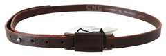 Costume National Brown Leather Double Rustic Silver Buckle Belt - 85 cm / 34 Inches - Belts