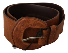 Costume National Brown Leather Fashion Waist Buckle Belt - 80 cm / 32 Inches - Belts