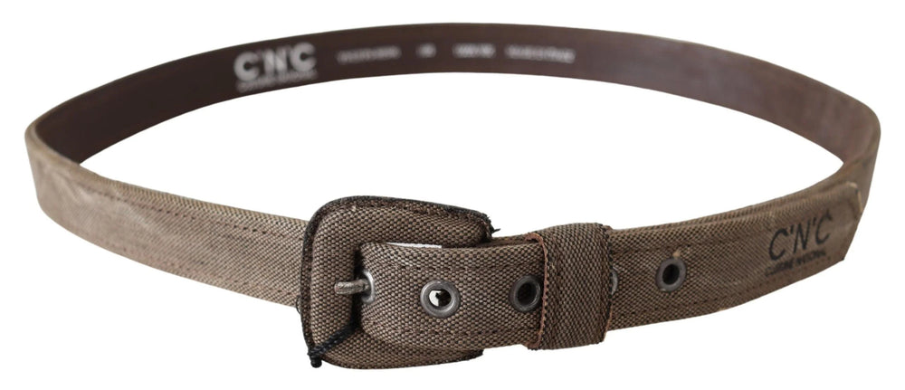 Costume National Brown Leather Logo Buckle Waist Belt - 100 cm / 40 Inches - Belts