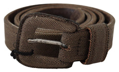 Costume National Brown Leather Logo Buckle Waist Belt - 100 cm / 40 Inches - Belts