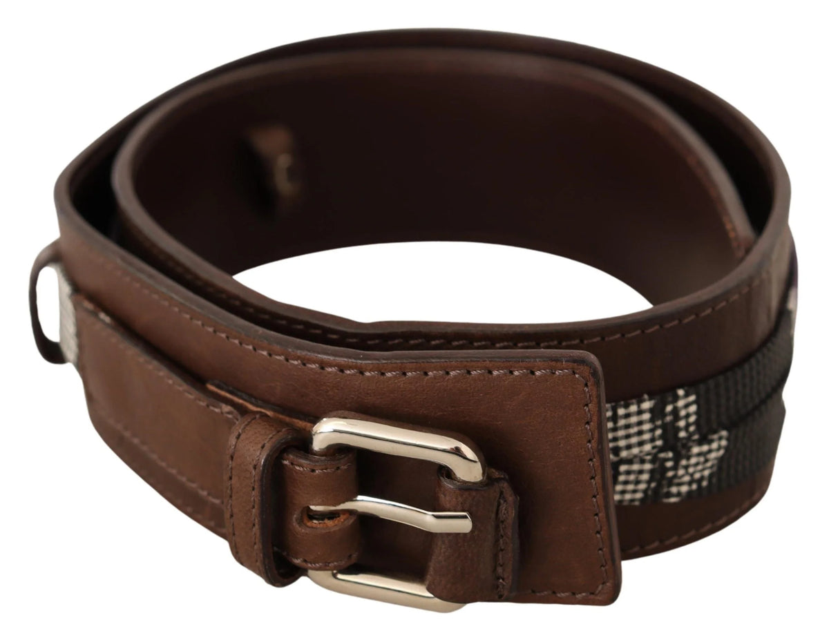 Costume National Brown Leather Silver Buckle Belt - 80 cm / 32 Inches - Belts