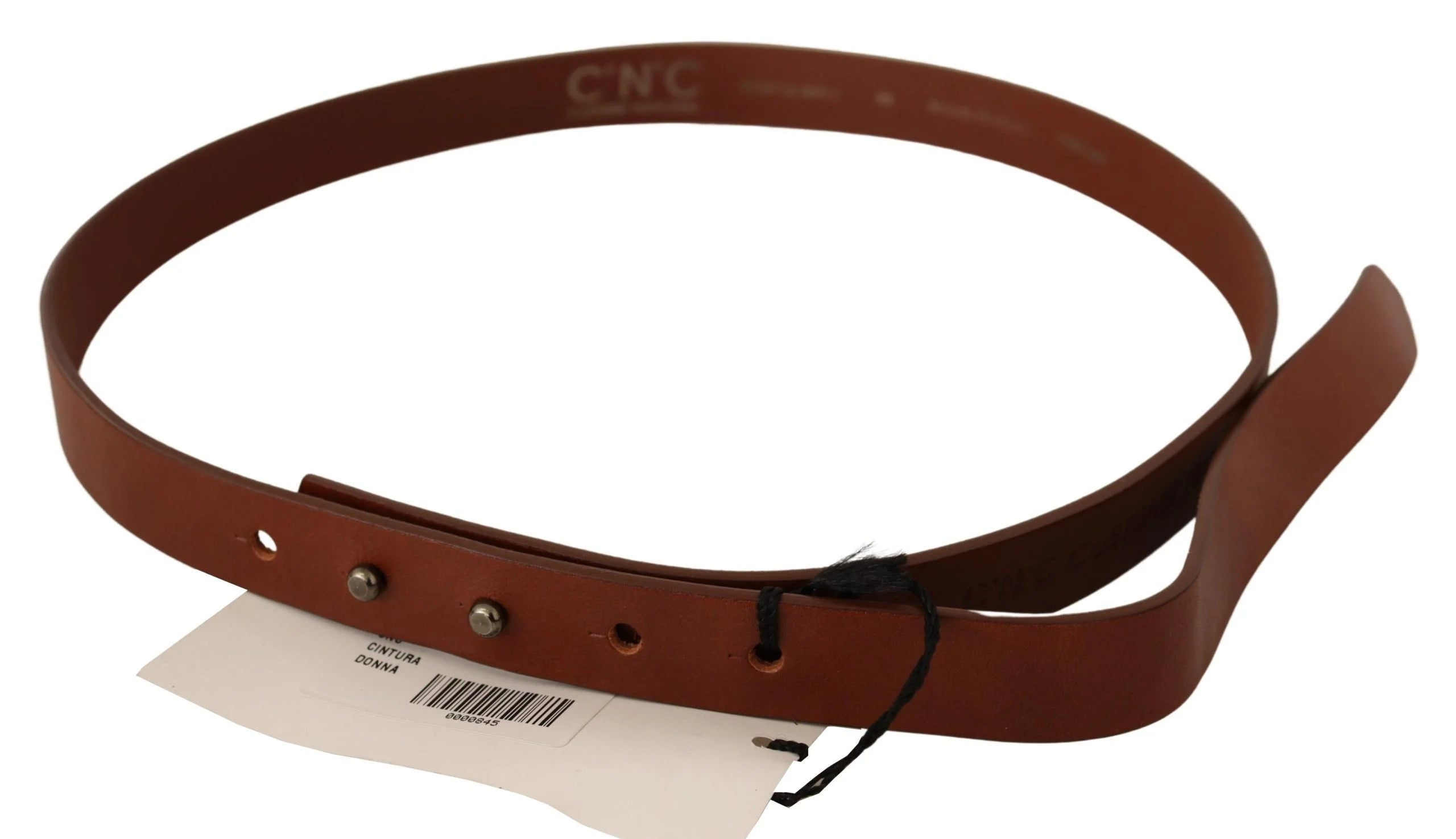 Costume National Brown Leather Silver Fastening Belt - 85 cm / 34 Inches - Belts