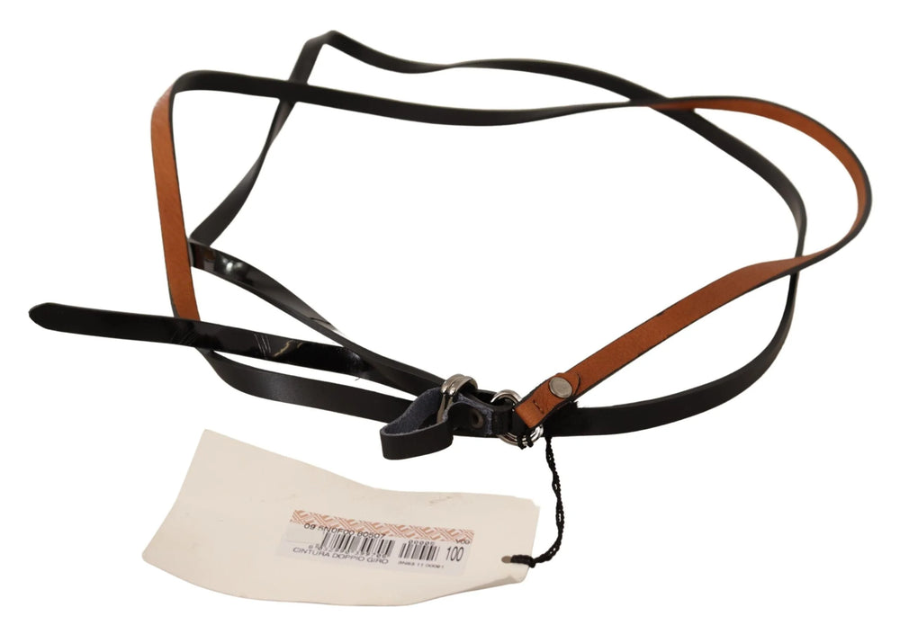Costume National Brown Leather Silver Tone Buckle Belt - 100 cm / 40 Inches - Belts
