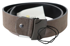 Costume National Brown Leather Square Logo Buckle Belt - 85 cm / 34 Inches - Belts