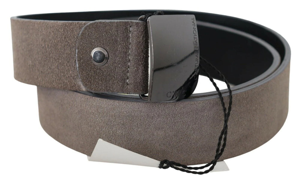 Costume National Brown Leather Square Logo Buckle Belt - 85 cm / 34 Inches - Belts