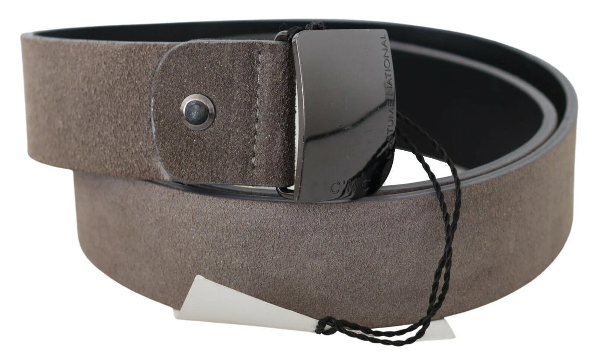 Costume National Brown Leather Square Logo Buckle Belt - 85 cm / 34 Inches - Belts