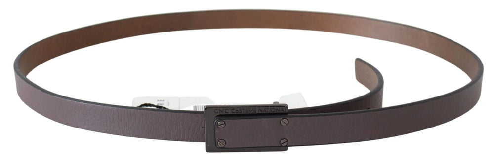 Costume National Brown Leather Tactical Logo Buckle Dark - 100 cm / 40 Inches - Belts