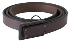 Costume National Brown Leather Tactical Logo Buckle Dark - 100 cm / 40 Inches - Belts