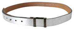 Costume National Brown Metallic Silver Leather Belt - 85 cm / 34 Inches - Belts