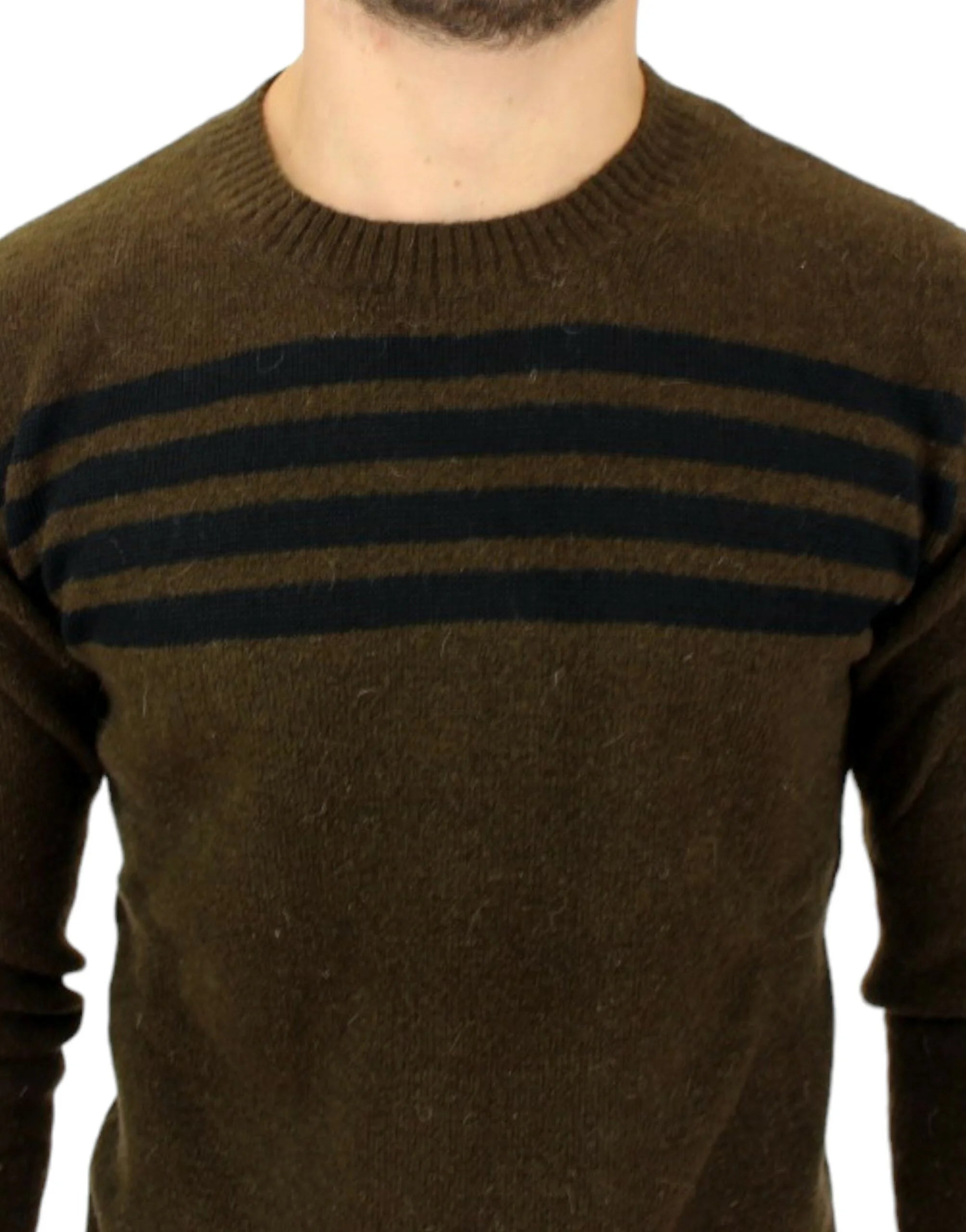 Costume National Brown striped crewneck sweater - IT52 | XL - Sweaters