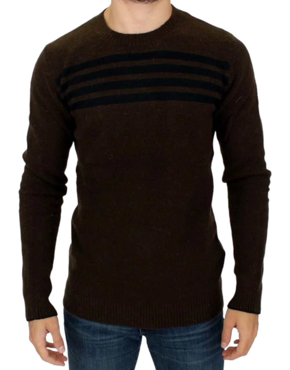 Costume National Brown striped crewneck sweater - IT52 | XL - Sweaters