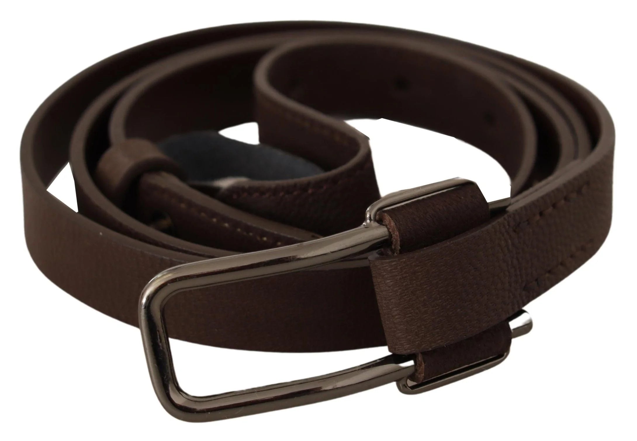 Costume National Brown WX Silver Metal Buckle Belt - 100 cm / 40 Inches - Belts