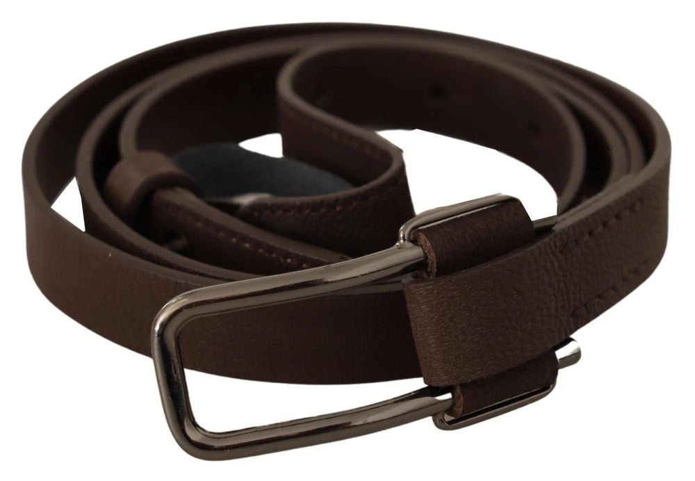 Costume National Brown WX Silver Metal Buckle Belt - 100 cm / 40 Inches - Belts