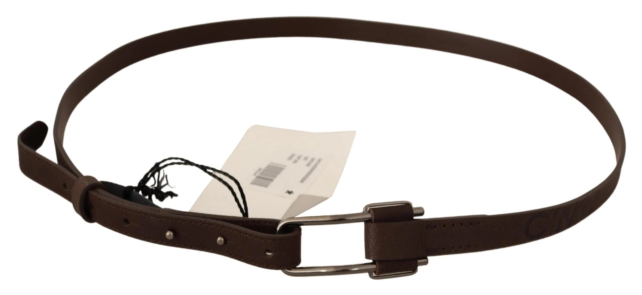 Costume National Brown WX Silver Metal Buckle Belt - 100 cm / 40 Inches - Belts