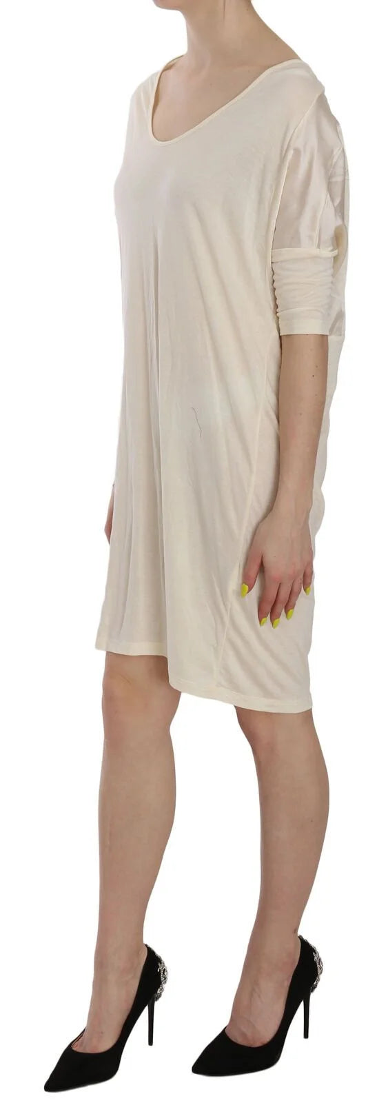 Costume National Cream Round Neck Knee Length Dress - IT44|L - Dresses