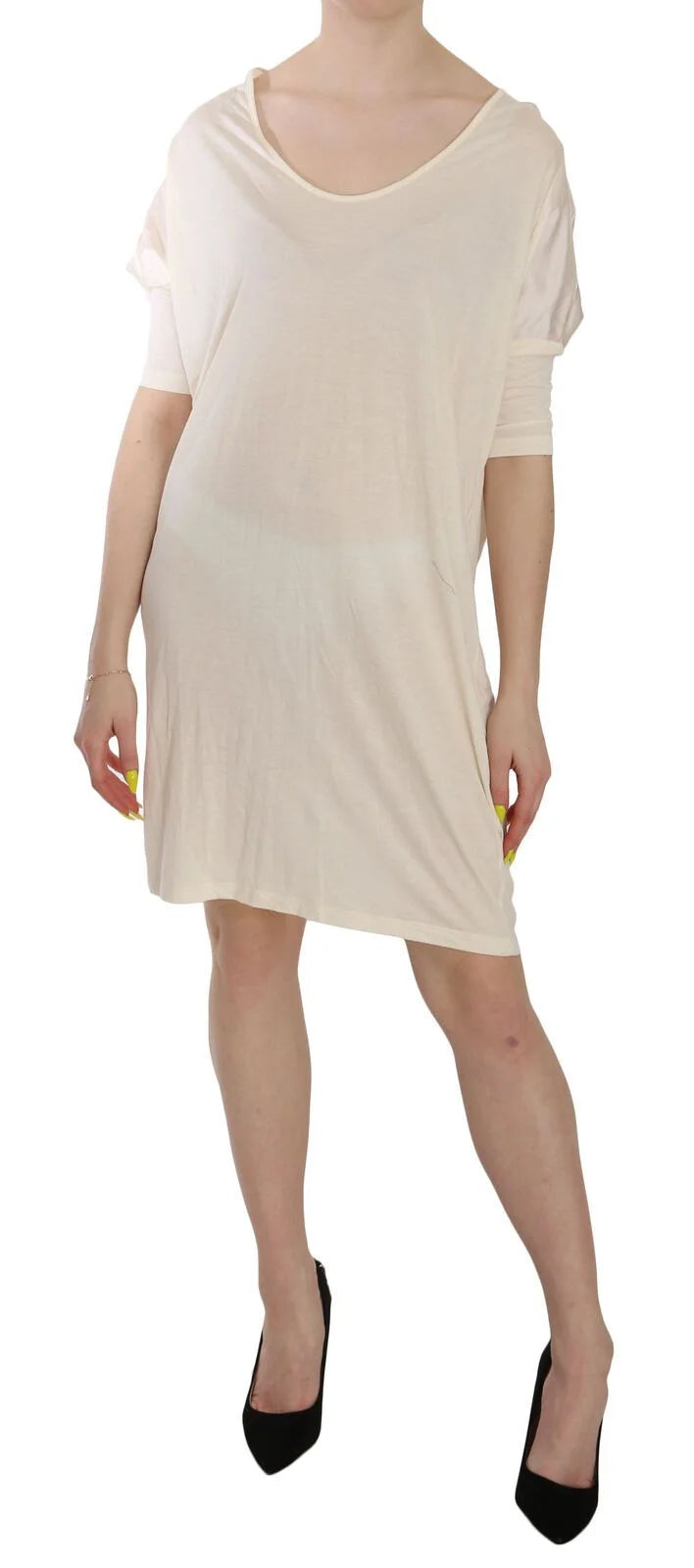Costume National Cream Round Neck Knee Length Dress - IT44|L - Dresses