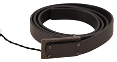 Costume National Dark Brown Leather Logo Buckle Belt - 100 cm / 40 Inches - Belts